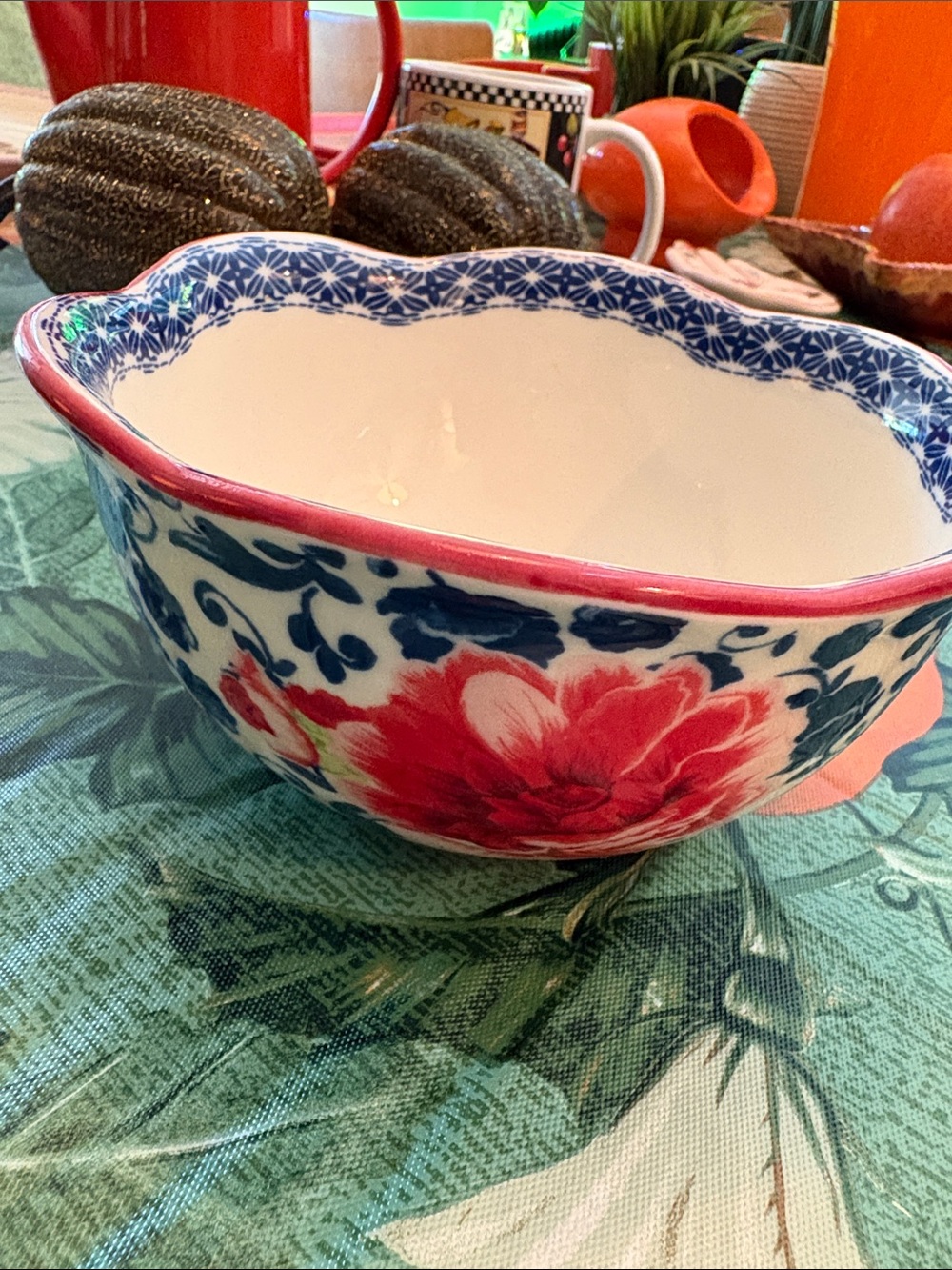 The Pioneer Woman Floral Ceramic Decorative Bowl Blue Farmers Market Cottagecore